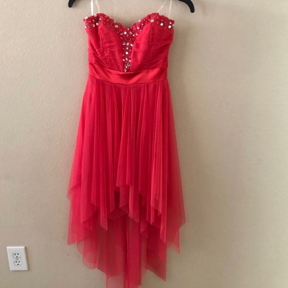 Coral high low hoco dress💞